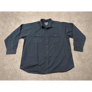 Craftsman Button‎ Up Shirt Mens XXL Blue Long Sleeve Pockets Preppy Casual
